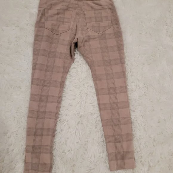 Pink High waist Checked Checkered stretchy pant legging - Jersey treggings - Picture 2 of 4